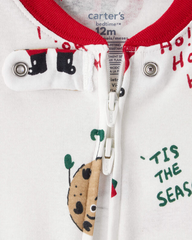 Product image 2 of Baby Brown Santa Milk & Cookies 100% Cotton Long-Sleeve Snug Fit 1-Piece Pajamas - White
