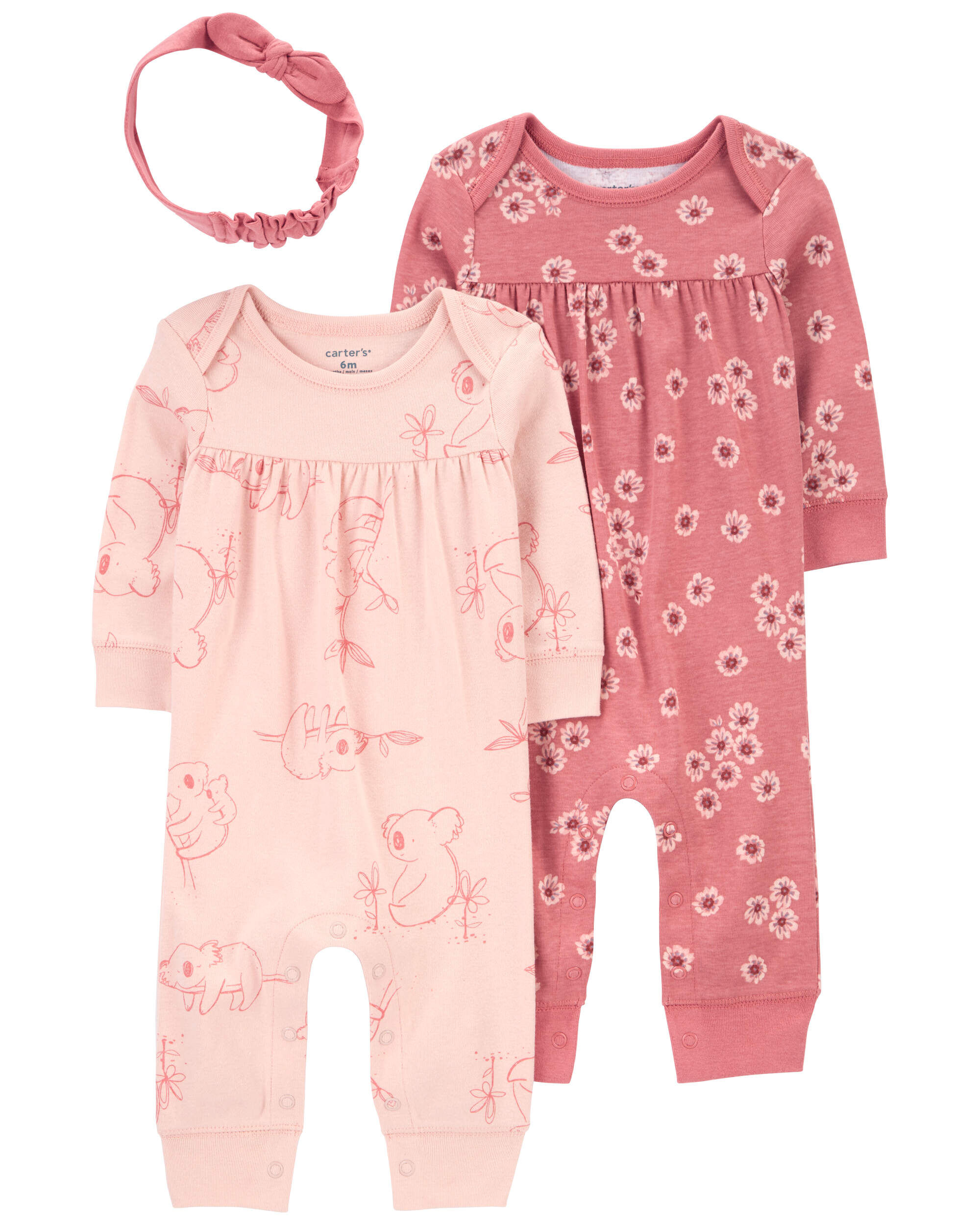 Baby Pink Floral 3-Piece Jumpsuit Set - Carter's | Carter's