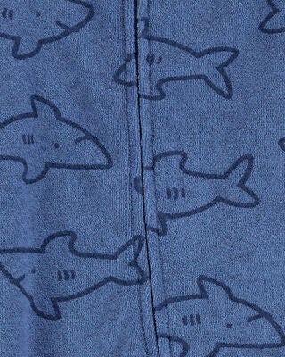 Product image 2 of Baby Shark Print 2-Way Zip Terry Sleep & Play Pajamas - Navy