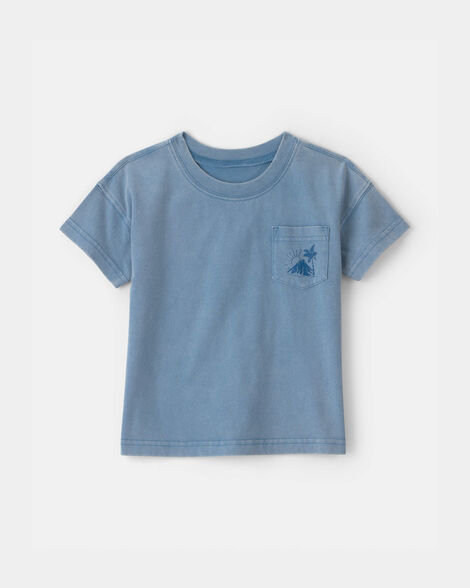 Toddler Boy Tropical Island Pocket Tee - Blue