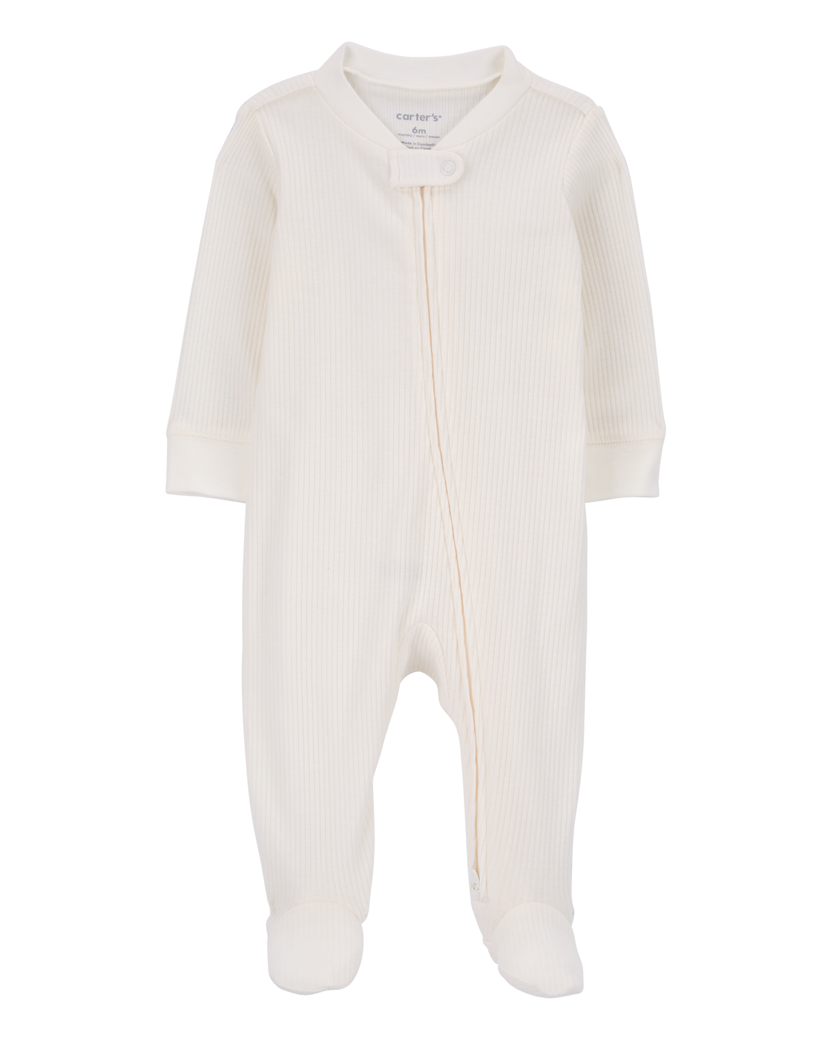 Baby Zip-Up Ribbed Sleep & Play Pajamas - Ivory - Carter's