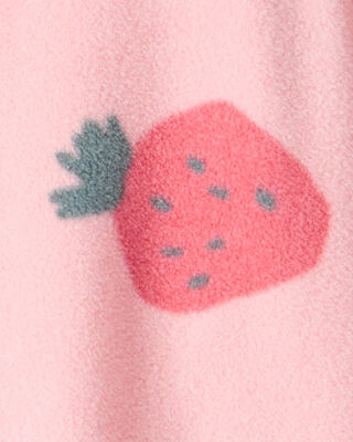 Product image 2 of Toddler 1-Piece Strawberry Fleece Footie Pajamas - Pink