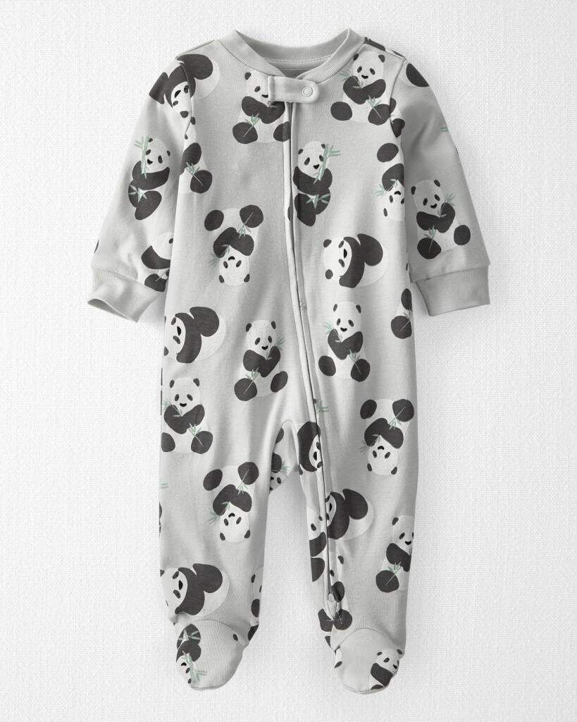 Little Planet Baby Boys Organic Cotton Sleep Play Pajamas Baby Size 3M Panda Print 9$