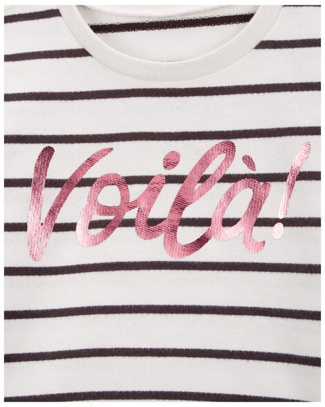  Product image 2 of Baby Striped French Terry Long-Sleeve Pullover - Black/White
