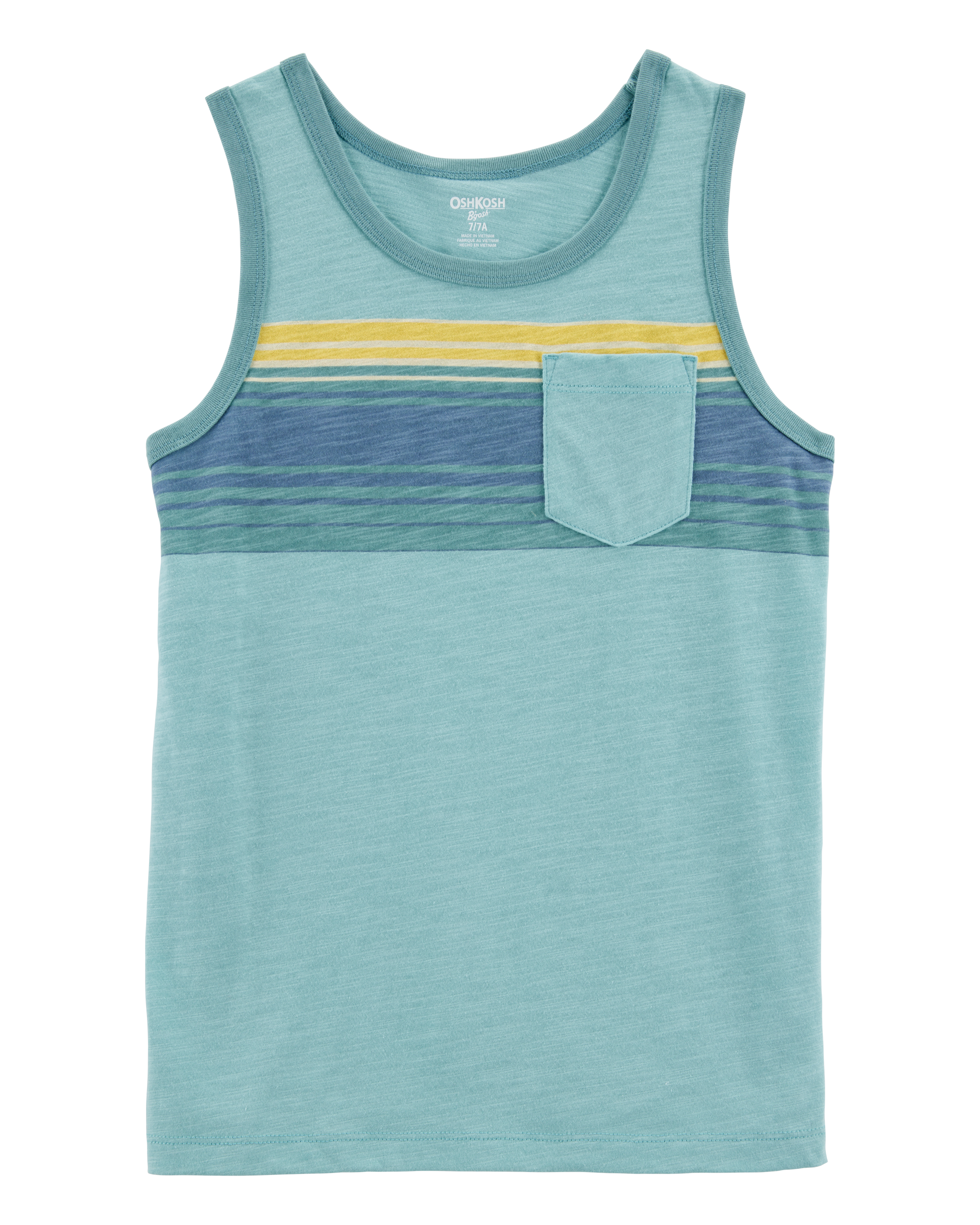 Kid Striped Front-Pocket Tank - Green