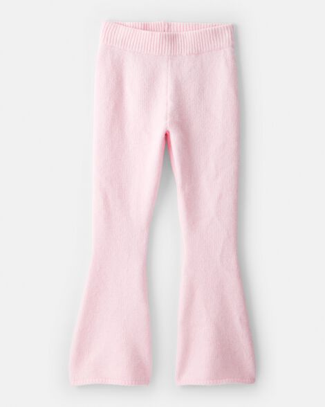 Girls Flared Sweater Knit Pants - Pink