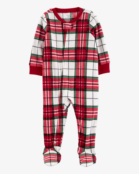 Product image 1 of Toddler 1-Piece Plaid Fleece Footie Pajamas