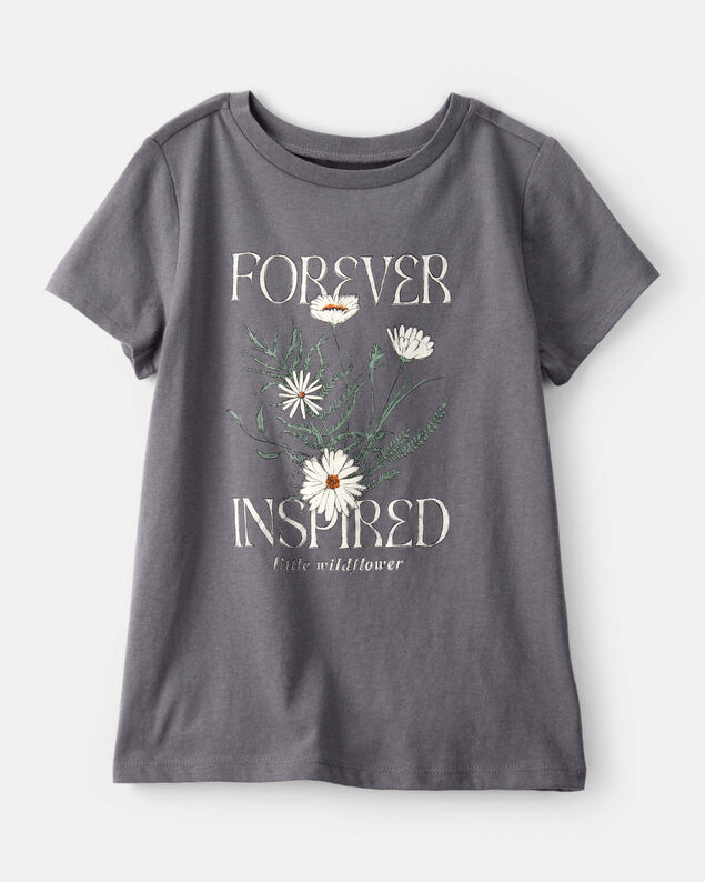 Product image 1 of Girls Wildflower Short-Sleeve Graphic Tee - Grey