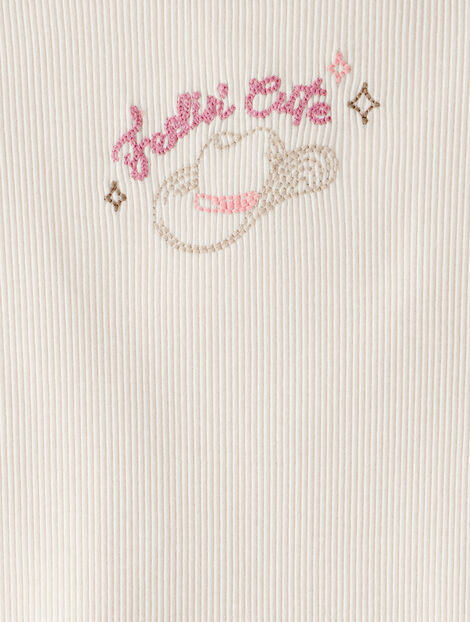 Product image 3 of Toddler Girl Cowgirl Hat Cotton Short-Sleeve Top - Ivory