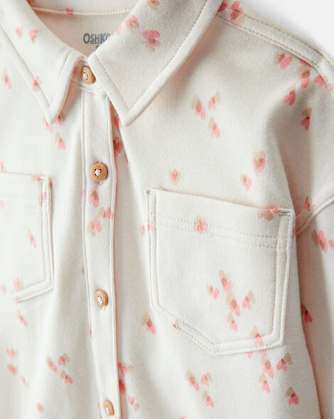 Product image 2 of Baby Girl Heart Print Long-Sleeve Flannel Shirt - Cream