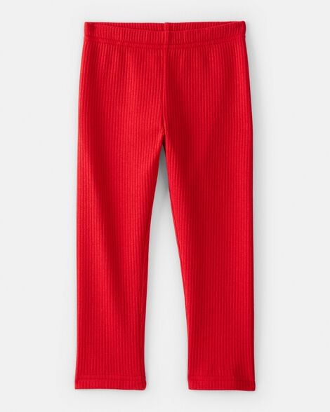 toddler girl pull-on stretch rib leggings - red
