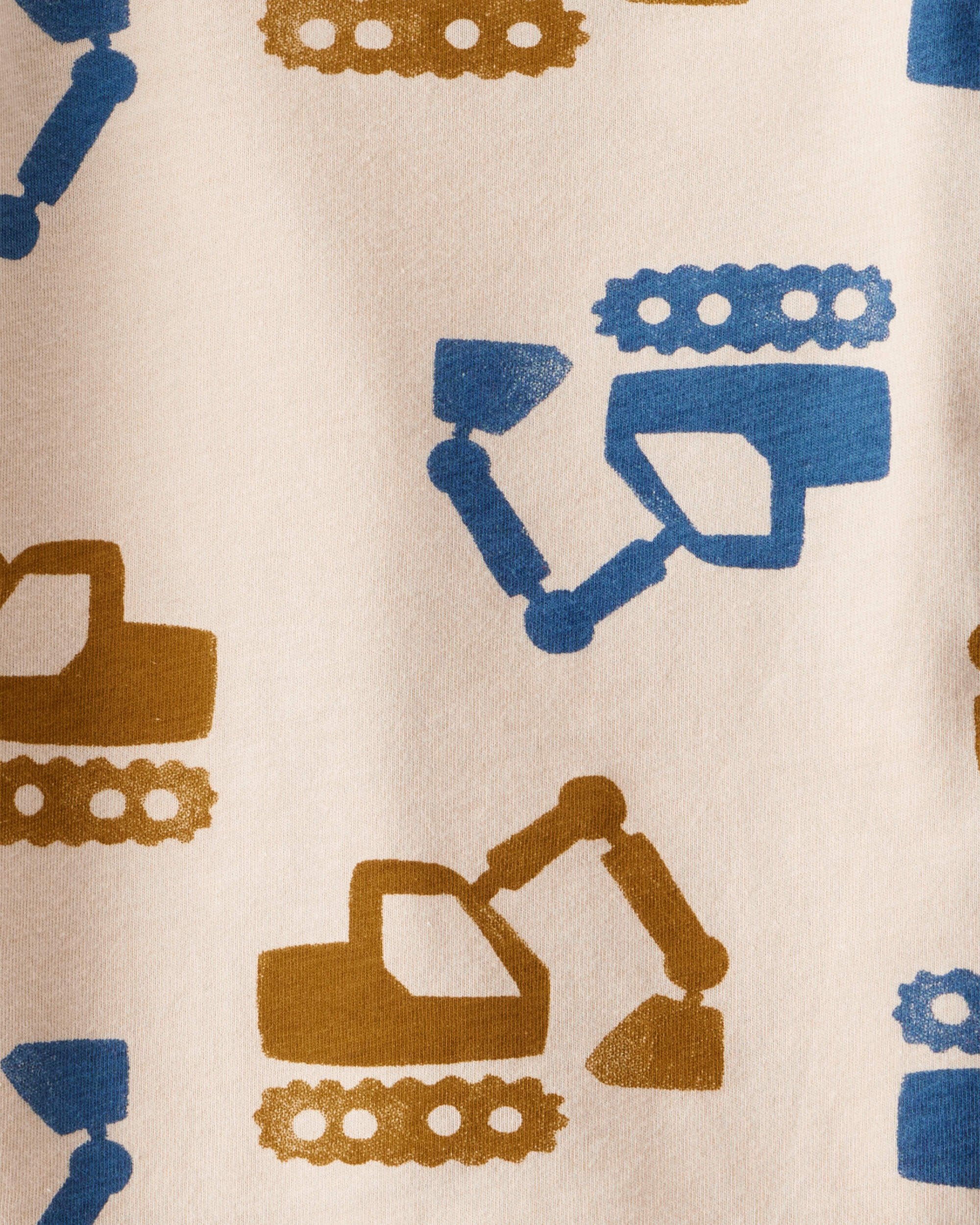 Baby Boy Construction Print Long-Sleeve Graphic Tee - Beige