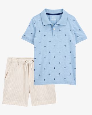 Product image 1 of Kid 2-Piece Anchor Polo & Shorts Outfit Set