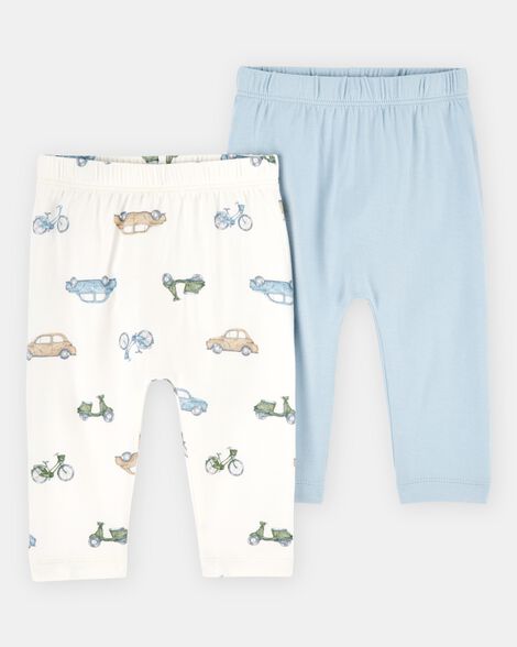 baby boy 2-pack purelysoft pull-on pants - blue/ivory