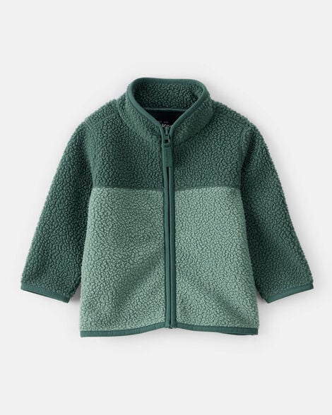 Baby Boy Color Block Microfleece Zip-Up Jacket - Green