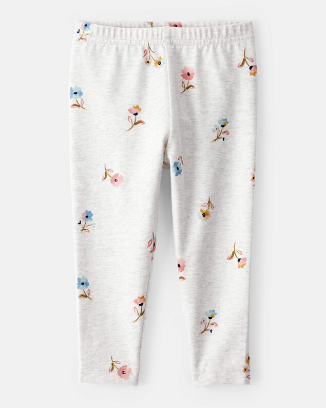 Product image 1 of Baby Girl Cotton Floral Stretch Leggings - Grey