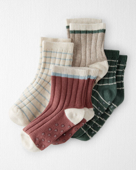 Toddler 4-Pack No-Slip Socks Made with Organic Cotton