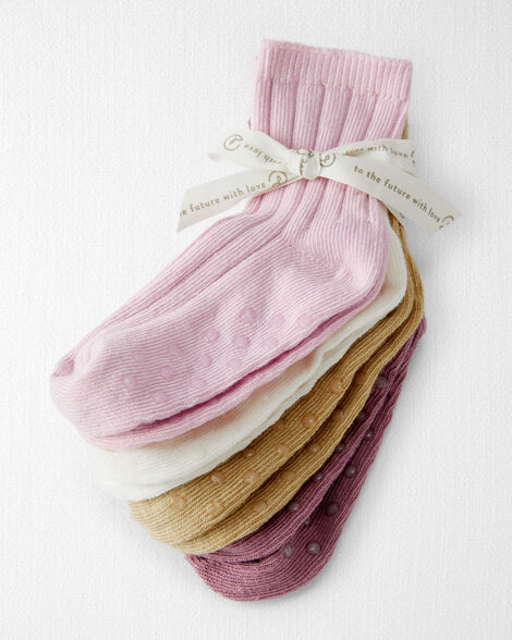 Product image 2 of Toddler Girl Toddler Girl 4-Pack No-Slip Socks Made with Organic Cotton