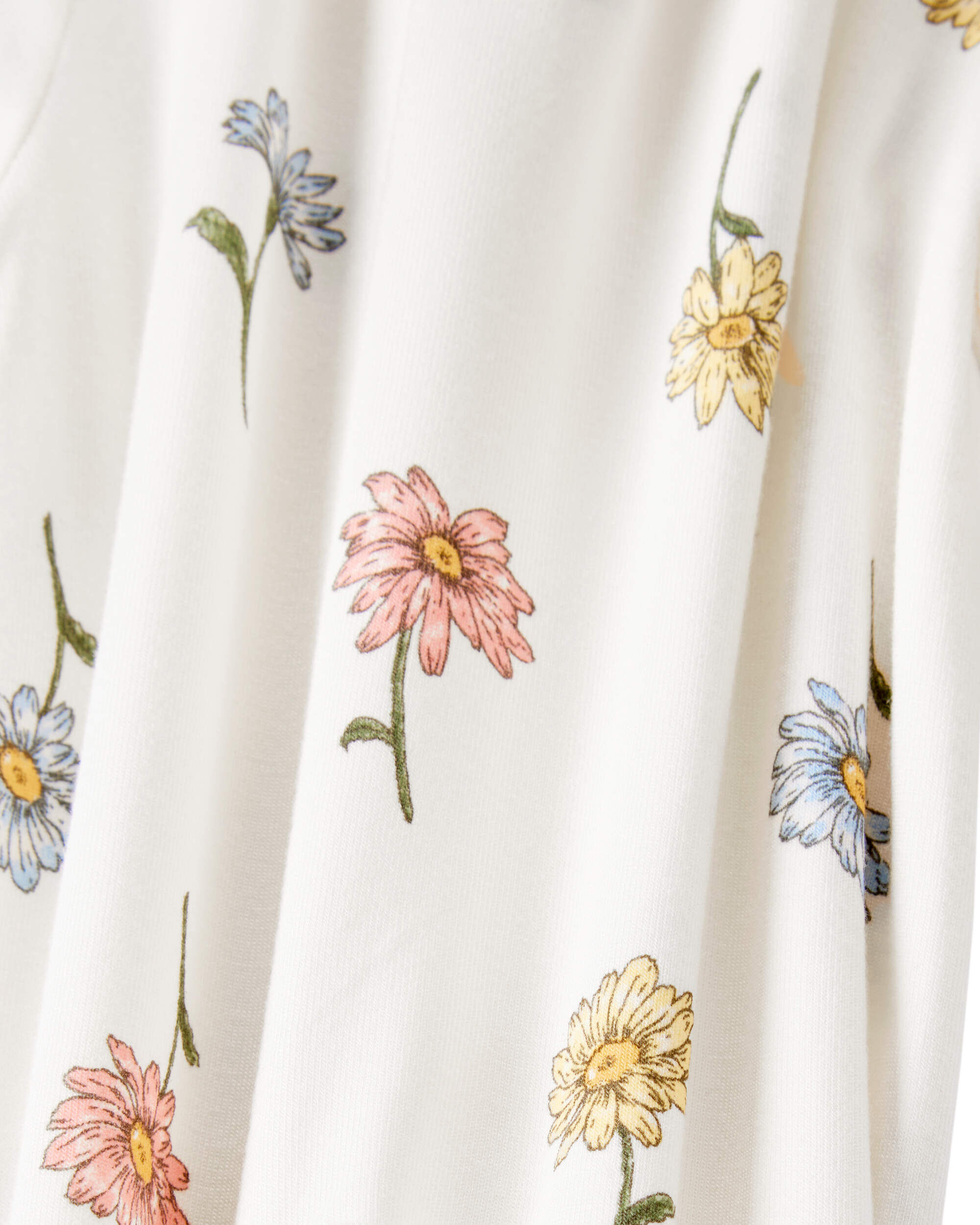 Baby Girl Floral Print 2-Way Zip PurelySoft Sleep & Play Pajamas - Ivory