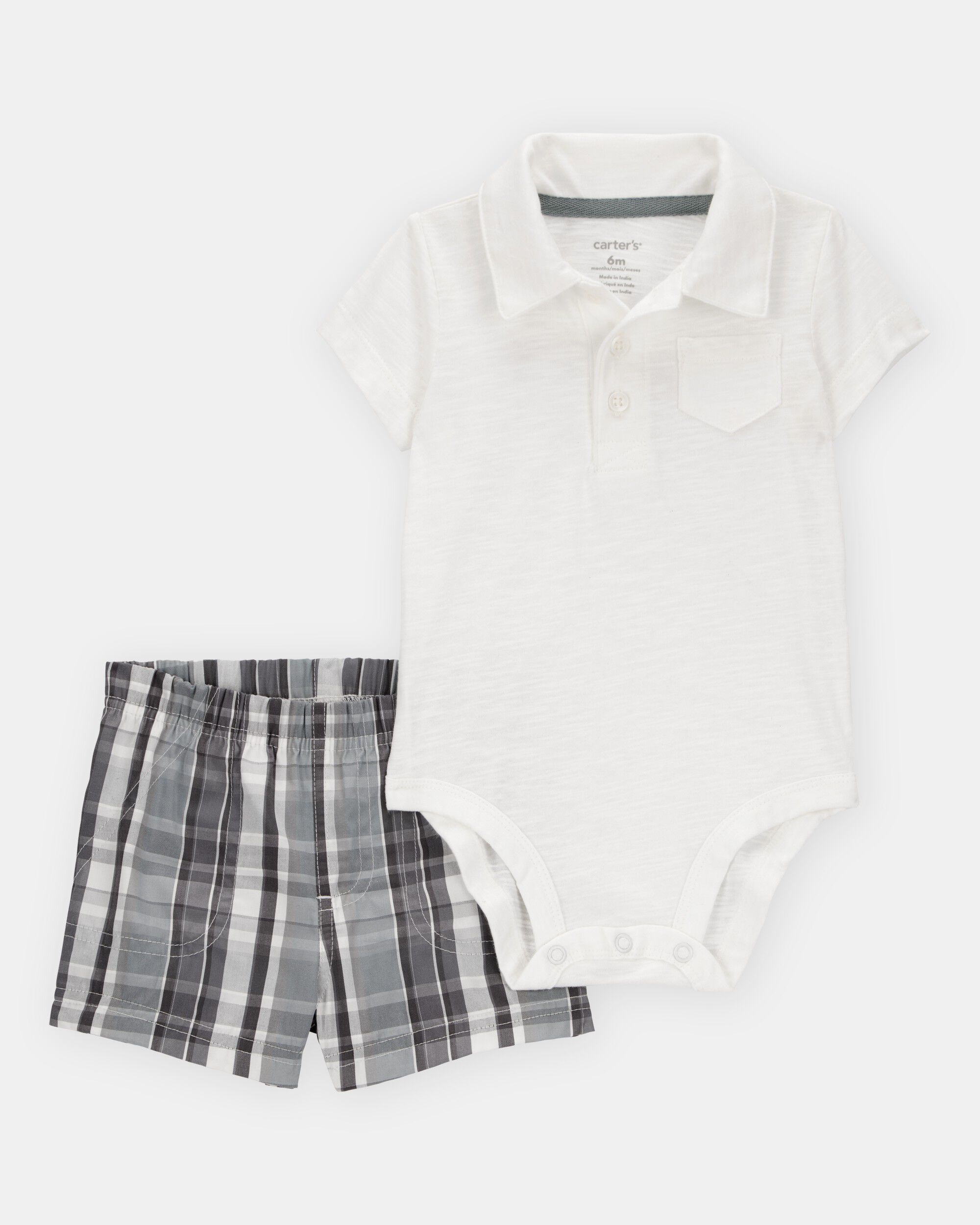 Baby 2-Piece Button-Down Shirt & Short Set - Blue - Carter's