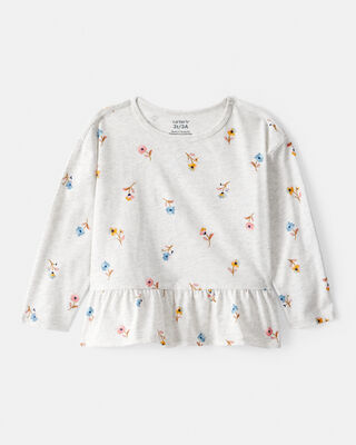 Toddler Girl Leaf Print Long Sleeve Dress - Pink