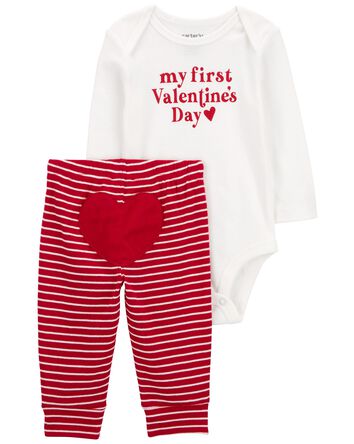 Baby 2-Piece My First Valentine's Day Bodysuit Pant Set