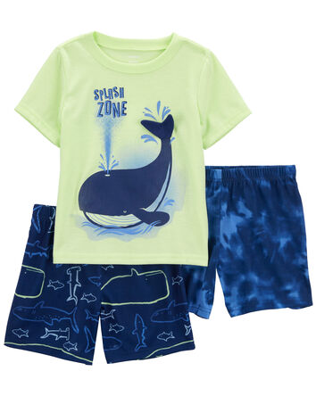 Toddler 3-Piece Whale Loose Fit Pajama Set