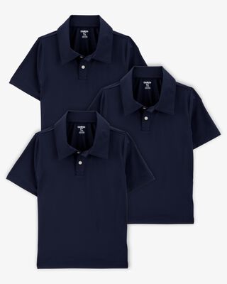 Product image 1 of Kid 3-Pack Active Uniform Polo Shirts in Moisture Wicking BeCool™ Fabric - Navy