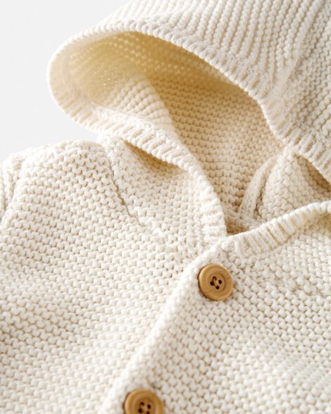  Product image 2 of Toddler Organic Signature Stitch Cardigan in Cream