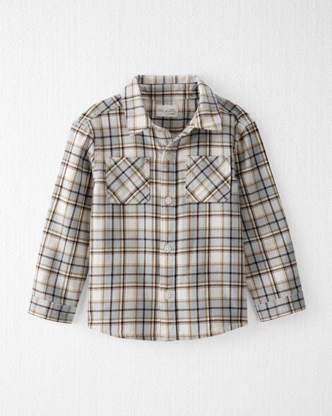  Product image 1 of Toddler Organic Cotton Herringbone Plaid Button-Front Shirt