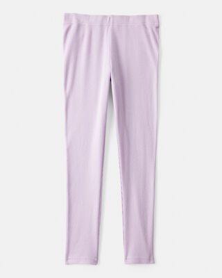 Product image 2 of Girls 100% Cotton Pull-On Stretch Leggings - Purple