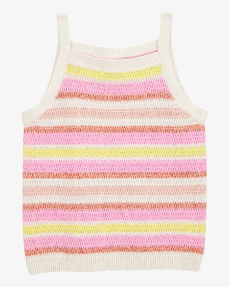 Product image 1 of Girls Striped Crochet Knit Tank