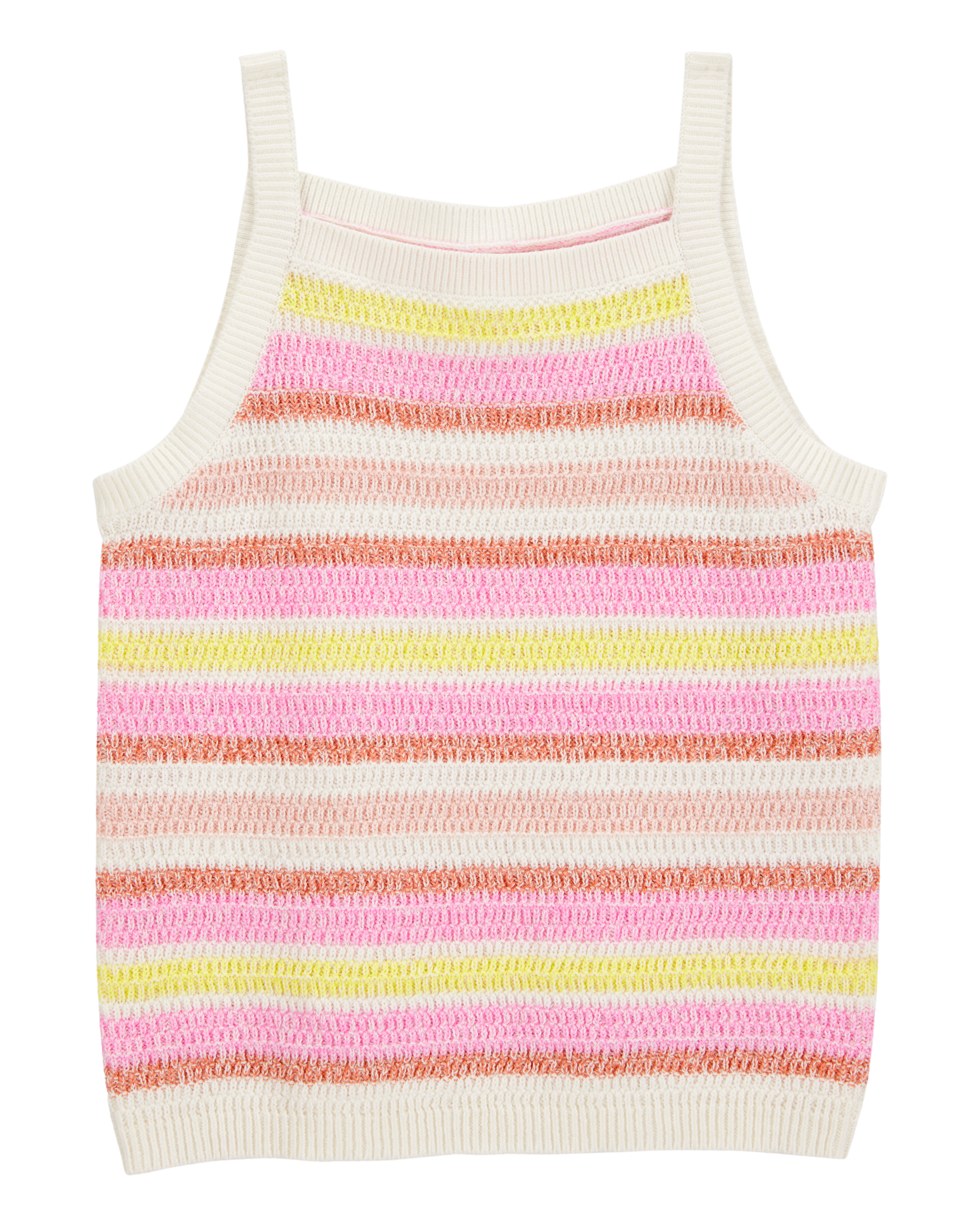 Girls Striped Crochet Knit Tank