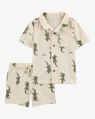 Product image 1 of Toddler 2-Piece Alligator Button-Down Shirt & Pull-On Shorts Set