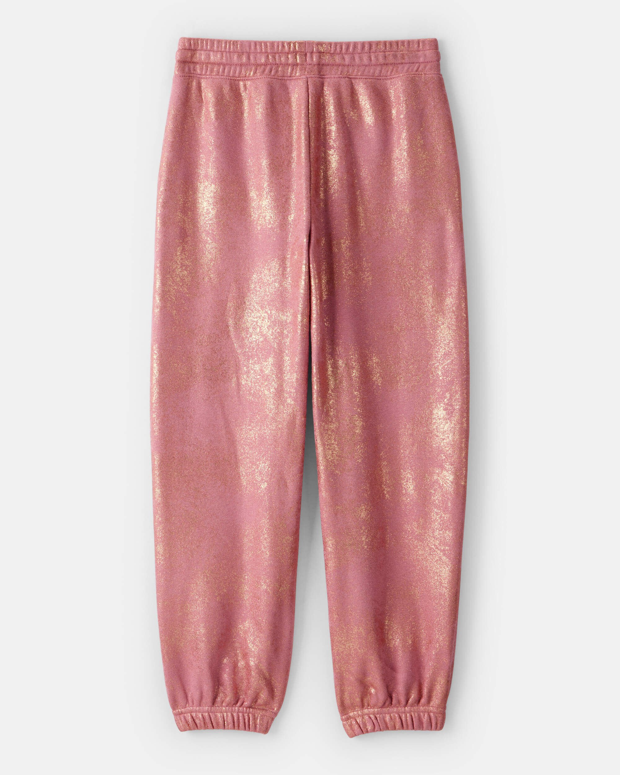 Girls DayDream Fleece Metallic Knit Drawstring Joggers - Pink