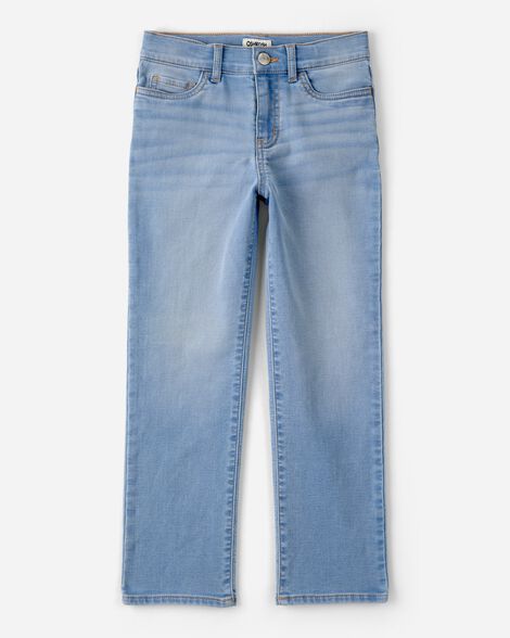 Girls Light Wash Denim Straight-Leg Jeans - Blue