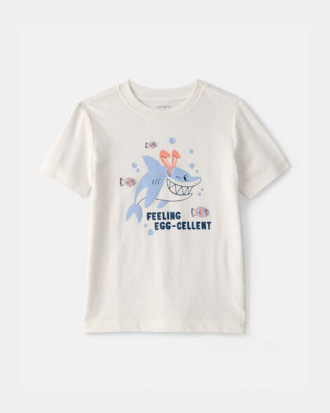 toddler easter shark graphic tee - ivory