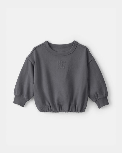 baby 'ready set play' french terry pullover sweatshirt - grey