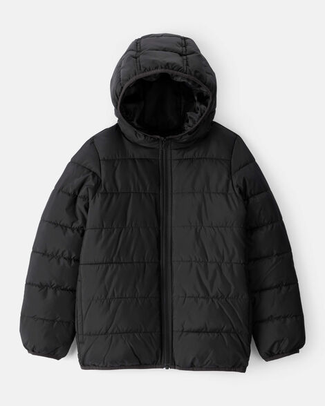 kid hooded puffer jacket - black