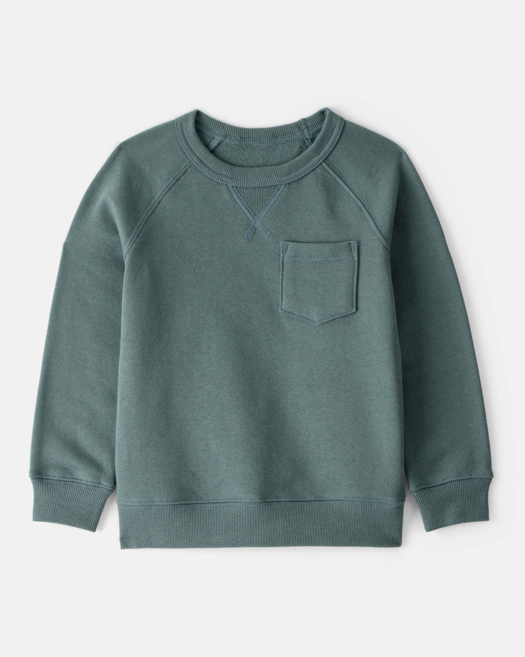 Toddler Boy Solid Fleece Long-Sleeve Sweatshirt - Green
