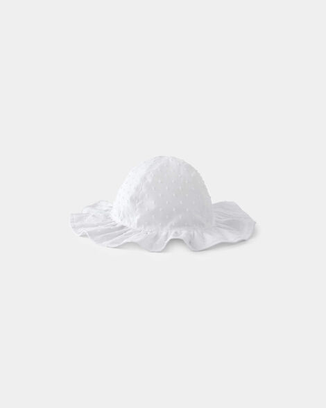 Baby Girl Cotton Swiss Dot Sunhat - White