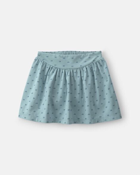 kids bow cotton skort - blue