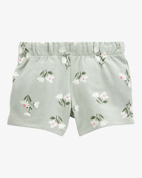  Product image 2 of Toddler Floral Pull-On French Terry Shorts - Green