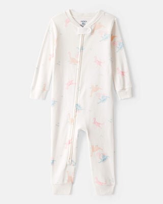 Toddler Girl Unicorn Print 100% Cotton Long-Sleeve 4-Piece Pajamas - Purple