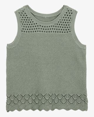 Product image 1 of Kid Pointelle Crotchet Knit Tank - Green