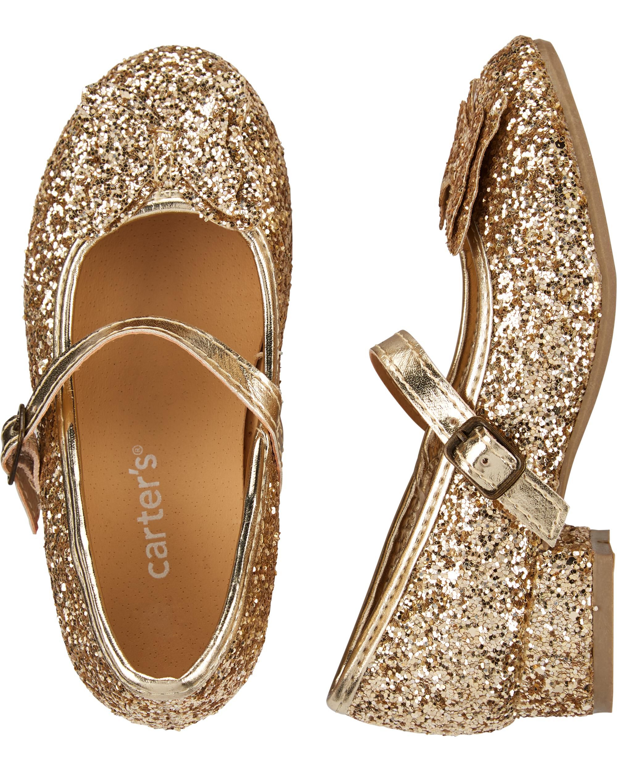 carter's gold glitter shoes