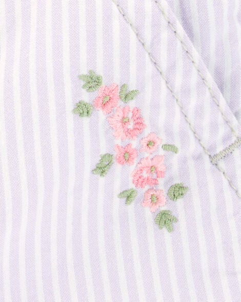  Product image 3 of Baby Floral Hickory Striped Shortalls - Purple