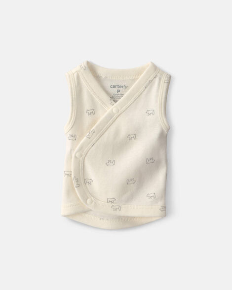 baby bear side-snap cotton tank - cream
