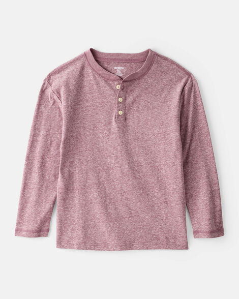 Boys Long-Sleeve Henley - Red