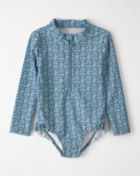 Toddler Girl Recycled Rashguard Swimsuit in Bloom Lagoon